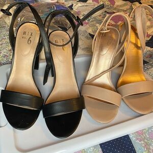 Mix No. 6 Black and Cream Heeled Sandals